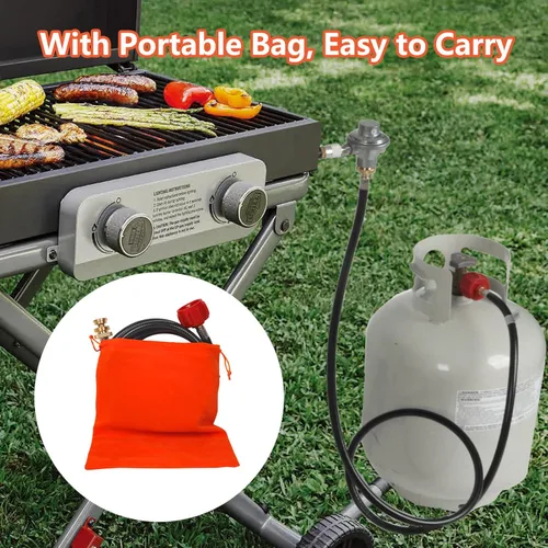 Miniatura 2 de Adaptador de propano de 1 a 20 libras y convertidor de 20 libras a 1 libra - Kit de manguera de tanque de propano de 6 pies para calentador Buddy