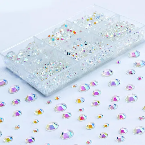 Miniatura 8 de 3000 PIEZAS de Brillantes de Resina con Dorso Plano, 2mm 3mm 4mm 5mm 6mm Rosa Claro AB, Brillantes de Resina en Gel con Dorso Plano para Vasos