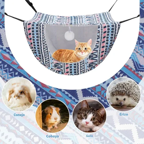 Miniatura 6 de Unittype Hamaca para Jaula de Gato Colgante de 2 Piezas, Cama Colgante para Mascotas de Doble Capa de Felpa Suave, Hamaca Cómoda Colgante