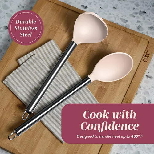 Miniatura 5 de COOK WITH COLOR - Juego de utensilios de cocina de silicona, 10 piezas, fáciles de limpiar, utensilios de cocina para batería de cocina Rosa