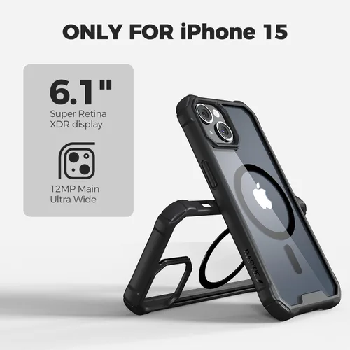 Miniatura 2 de RAPTIC Funda magnética Air para iPhone 15, funda protectora transparente a prueba de golpes, grado militar probada para caídas de 10 pies, funda