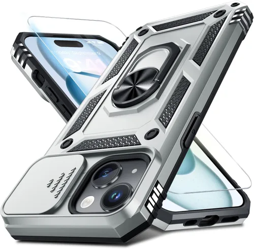 Miniatura 133 de Janmitta - Funda para iPhone 14 Pro con cubierta deslizante para lente de cámara incorporada + protector de pantalla, funda de cuerpo completo