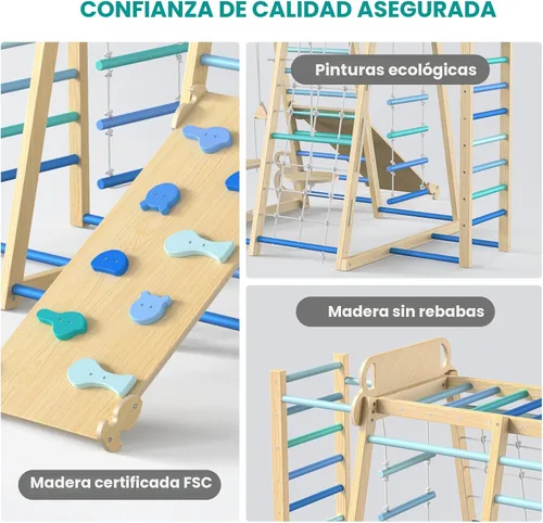 Miniatura 4 de Parque infantil interior mejorado 9 en 1, gimnasio de la selva, juguetes de escalada para niños, filosofía Montessori estilo Waldorf, conjunto