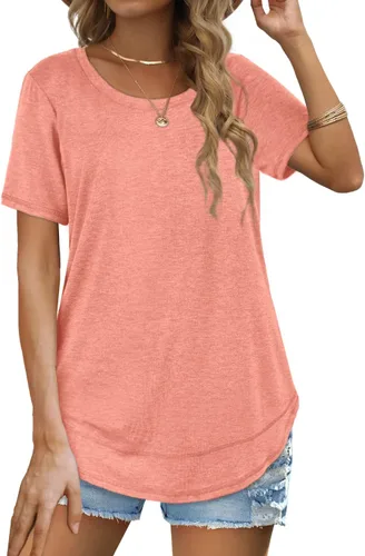 Miniatura 2 de Dofaoo Camisetas de verano para mujer, ajuste holgado, plisado, cuello cuadrado, dobladillo curvado, tallas S-2XL