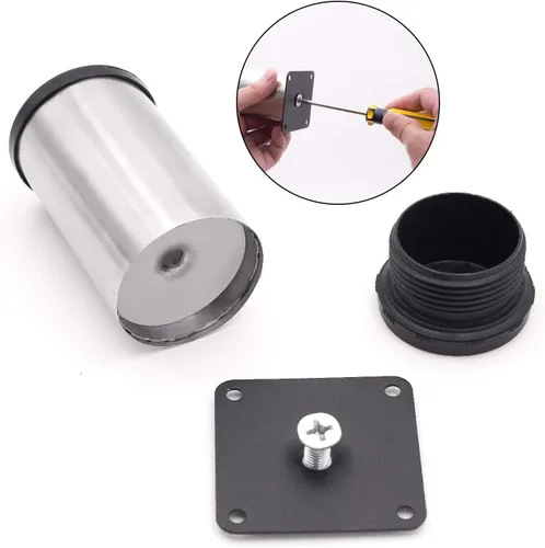 Miniatura 5 de KINJOEK Paquete de 16 patas ajustables de 4 pulgadas de alto x 2 pulgadas de diámetro, patas de gabinete de acero inoxidable con acabado cepillado