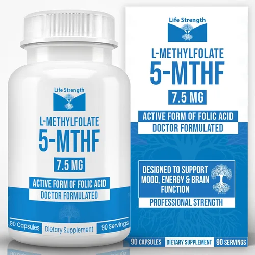 L Metilfolato 7.5 mg | 90 cápsulas | Suplemento de metilfolato optimizado y altamente bioactivo | 5-MTHF soporta energía, enfoque y estado de ánimo