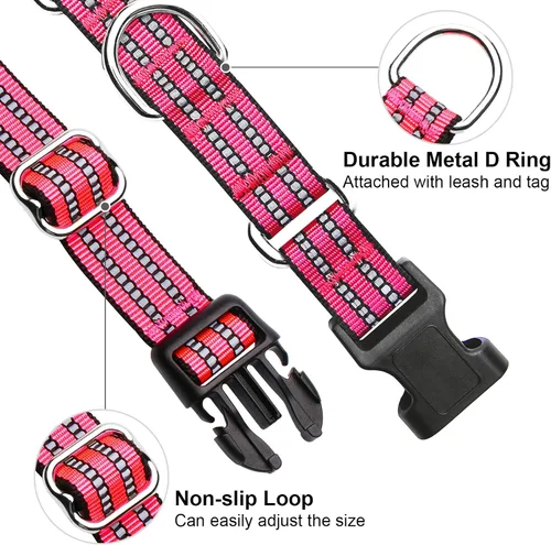 Miniatura 3 de Martingale - Collar para perro, collar reflectante ajustable de nailon con hebilla de liberación rápida (rosa intenso, talla L)
