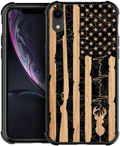 Miniatura 35 de DJSOK Funda compatible con iPhone XR, H American Eagle Flag con cuatro esquinas, protección a prueba de golpes, TPU suave y patrón de policarbonato