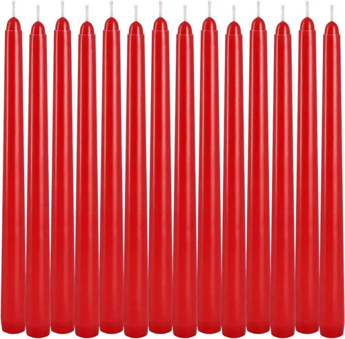 Miniatura 8 de WPONSZU Paquete de 14 velas altas de color rojo de 10 pulgadas sin perfume sin goteo para Navidad, día de San Valentín, cena, fiesta, cumpleaños