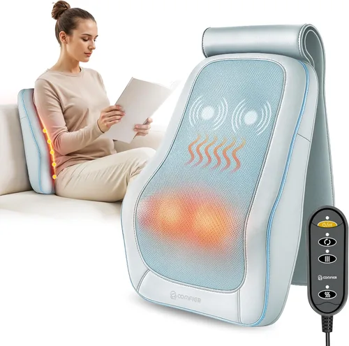 Miniatura 12 de COMFIER Masajeador de espalda con calor, masajeador shiatsu de tejido profundo para cuello y espalda, masajeador para aliviar el dolor de cuello