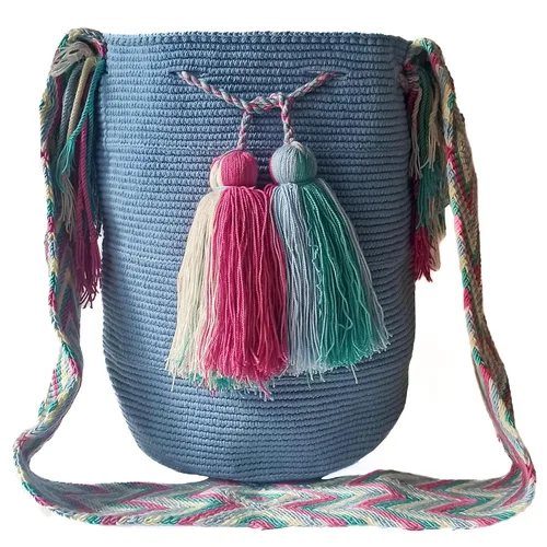 Bolso Wayuu grande hecho a mano, mochila colombiana wayuu. Antigua y preciosa obra de arte realizada por indígenas. Bolso bandolera o bandolera de