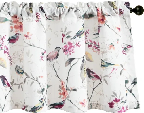 Miniatura 31 de Leeva - Cortinas pequeñas con estampado de pájaros, 24 pulgadas de largo, conjunto de paneles para ventanas, diseño de estampado de pájaros