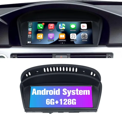 Navegador GPS para coche Android 12.0 Auto estéreo para BMW 3 5 serie E90 E60 con sistema iDrive Retenido 8.9 pulgadas IPS pantalla táctil, CarPlay
