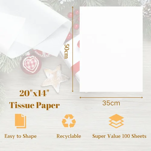Miniatura 2 de Papel de seda blanco, 14 x 20 pulgadas, 100 hojas de papel de regalo para bolsas de regalo, manualidades, proyectos, boda, cumpleaños, aniversario