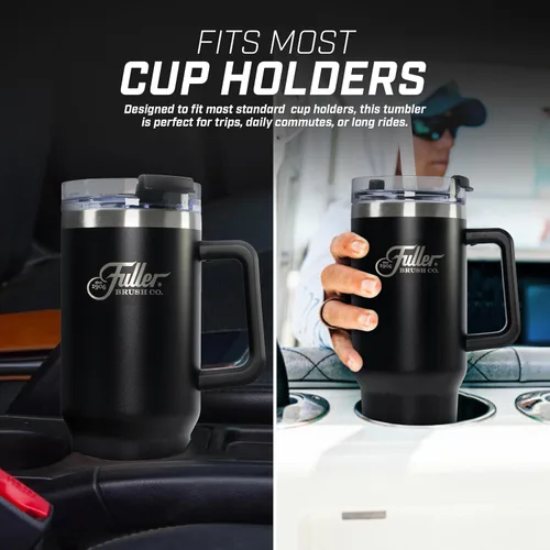 Miniatura 5 de Fuller Brush Vaso de acero inoxidable con asa, 40 onzas, sin bisfenol A, con aislamiento de doble pared, mantiene las bebidas calientes o frías