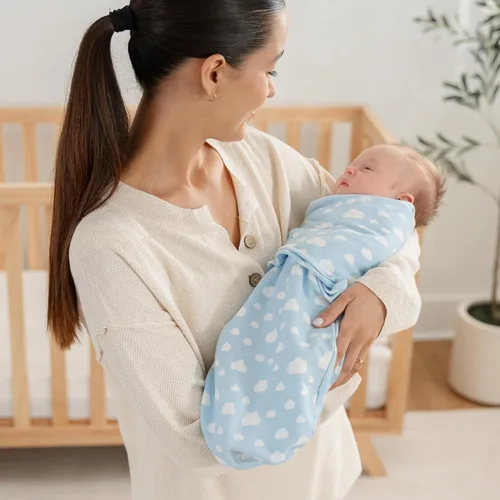 Miniatura 2 de Comfy Cubs - Manta para envolver fácil, 3 unidades - 100% algodón para recién nacidos, tamaño grande para bebés de 3-6 meses, con velcro ajustable