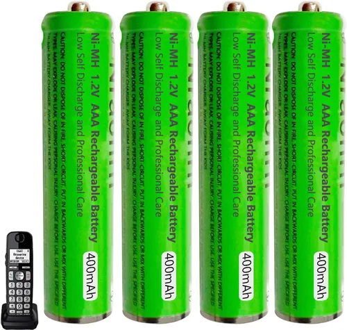 Paquete de 4 baterías recargables AAA NI-MH para Panasonic, 1.2 V 400 mAh AAA baterías recargables para teléfonos inalámbricos Panasonic, controles