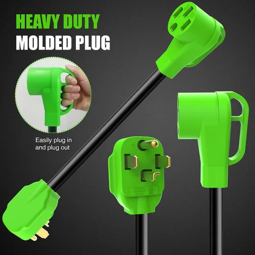 Miniatura 3 de Adaptador de cargador NEMA 14-30P a 14-50R EV - Adaptador de secadora a EV de 30A a 50A, 4 clavijas con mango de agarre ergonómico, 250V, 10 AWG
