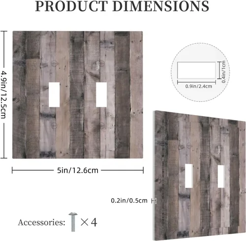 Miniatura 497 de Placa Decorativa de Pared de Granja Rústica con Cuerno de Madera para Puerta de Granero 1 Banda Duplex Cubiertas de Toma Eléctrica Soltera