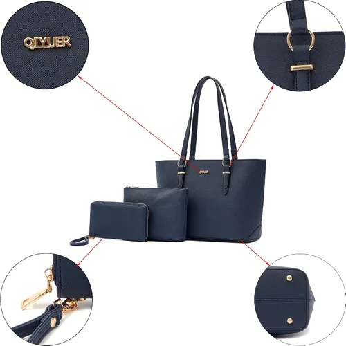 Miniatura 3 de Juego de bolsos y carteras para mujer, bolso de mano para el trabajo, bolso de hombro con asa superior y cartera a juego