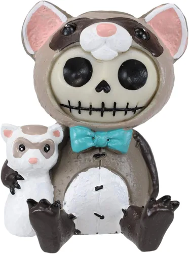 Ebros Gift Huesos peludos, polecat, comadreja y hurón, figura de esqueleto de 3 pulgadas de alto, disfraz de animal domesticado con capucha,