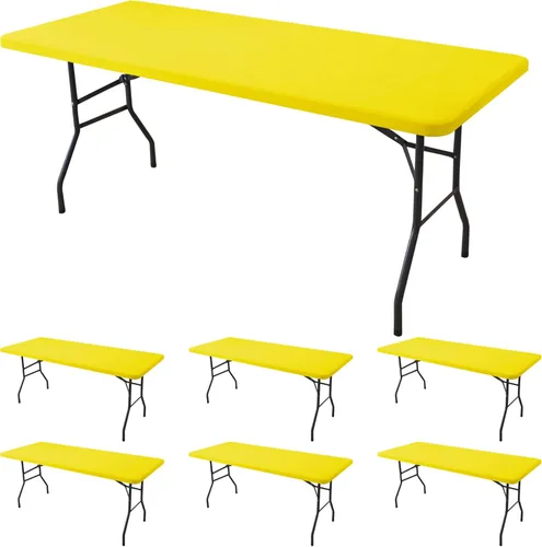 Miniatura 40 de Mantel de elastano para mesas rectangulares de 6 pies, paquete de 4 unidades, color azul aguamarina, para picnic al aire libre, manteles elásticos