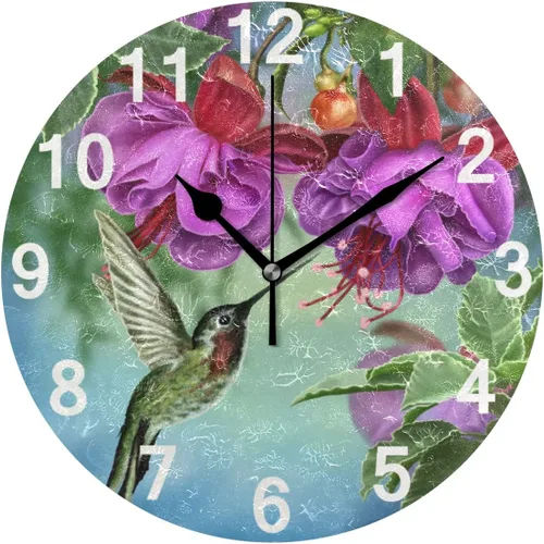 Miniatura 10 de Reloj de pared de flamenco neón analógico silencioso de cuarzo, reloj de escritorio redondo de 9.5 pulgadas, funciona con pilas, fácil de leer