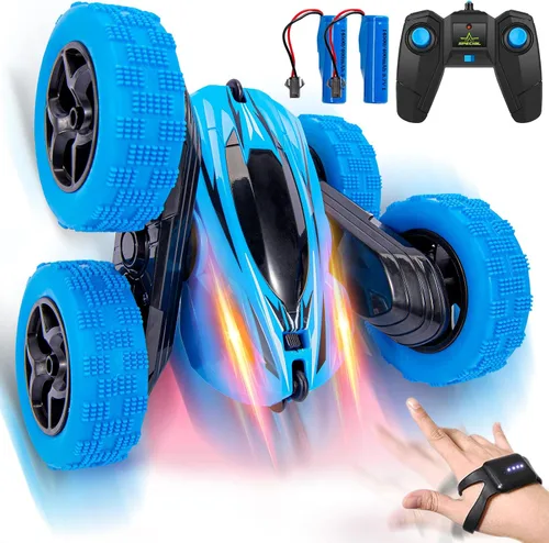 Coche de control remoto RC Coche de acrobacias reloj Sensor de gestos Coche 4WD de doble cara rotación de 360 grados volcable recargable Coche de