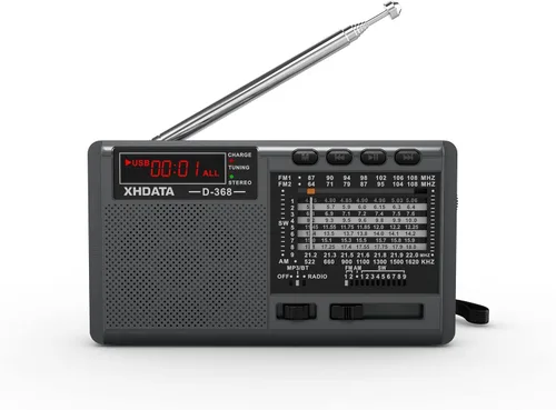 Miniatura 9 de XHDATA R108 Radio Portátil AM/FM/SW/LW/Airband Receptor de Onda Corta Radio Operado por Batería con Buena Recepción, Excelente Sonido Altavoz