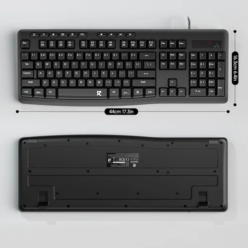 Miniatura 7 de Redragon BK7366 Teclado con cable, Teclado de Computadora USB Multimedia Silencioso, Teclado Silencioso con Teclado Numérico Grande, Resistente a