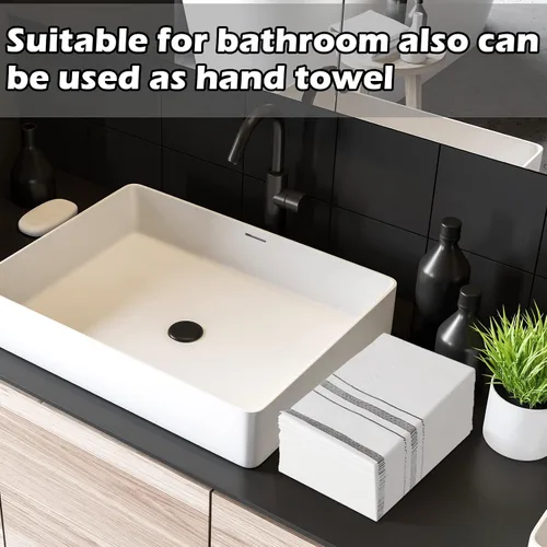 Miniatura 5 de Teling Paquete de 200 toallas de mano desechables para baño, toallas de papel suaves y absorbentes, como líneas plateadas, servilletas de papel