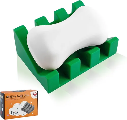 Miniatura 65 de Jabonera Autodrenante con Soporte, Jabonera de Silicona, para Baño, Cocina, Esponjas, Puede Extender la Vida del Jabón, Mantiene las Barras de Jabón