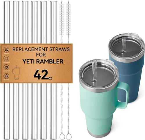 Miniatura 10 de Pajitas para vasos YETI de 25 onzas y 26 onzas, popote de repuesto para vasos Yeti Rambler con tapa de pajilla, popote de plástico transparente