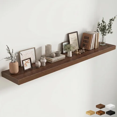 Miniatura 96 de Estantes flotantes de 48 pulgadas para pared, estante de chimenea de 10 pulgadas de profundidad, estantes flotantes de madera para pared, estantes