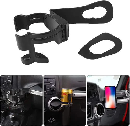 Hooke Road - Soporte multifunción para teléfono y bebidas, soporte organizador para atornillar para Jeep Wrangler JK Rubicon Sahara Sport 2/4