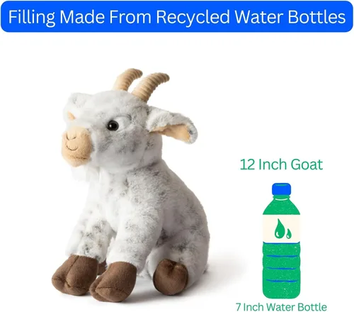 Miniatura 10 de The Petting Zoo Peluche de cabra de peluche, regalos para niños, animales de granja Wild Onez, juguete de peluche de cabra de 12 pulgadas