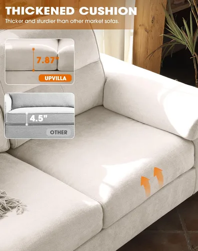 Miniatura 4 de Upvilla Sofá moderno de 71.25 pulgadas para sala de estar, sofás de asiento profundo con cojín de 8 pulgadas, cómodo sofá de amor de felpilla de 2