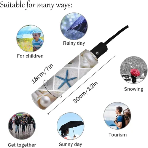 Miniatura 4 de DHDM Umbrella Automatic Beach Umbrella Outdoor Adults Printed Rain Umbrella for Men Kids Parasol