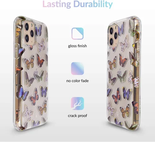 Miniatura 5 de Velvet Caviar Funda transparente para iPhone 11 Pro Max con diseño de mariposas para niñas y mujeres, bonitas fundas protectoras para teléfonos