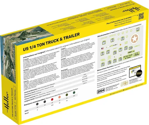 Miniatura 2 de Heller US 1/4 tonelada camión y remolque Militar Land Vehicle Model Building Kit (HR79997)