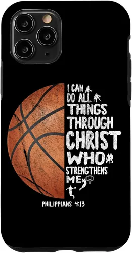 Miniatura 29 de Funda de baloncesto para iPhone 17 con texto en inglés "I can do All Things Through Christ Philippians