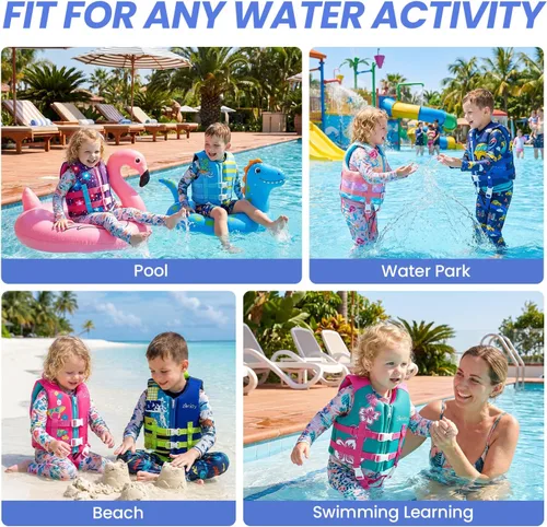 Miniatura 4 de Zeraty - Chaleco de natación para niños de neopreno, chaleco flotante para niños, ayuda para nadar para niños niñas y niños, 20-30-40-50-60-70-80