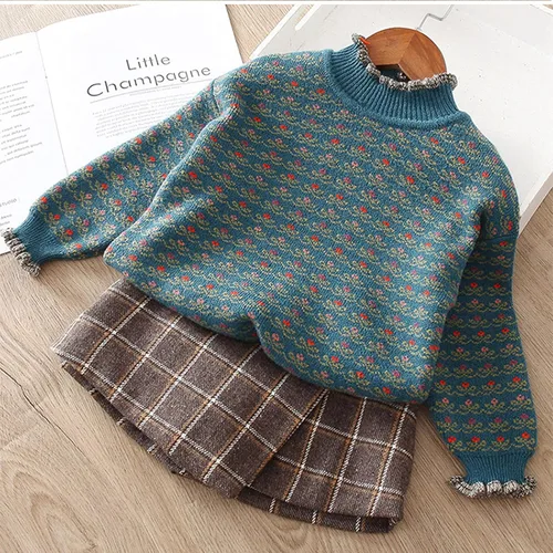 Miniatura 3 de Camisetas para bebé niña, suéter con mangas de suéter, ropa de una niña larga con fondo largo para niñas de bebé simple