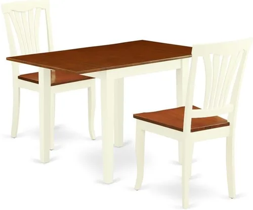 Miniatura 12 de East West Furniture NDAV3-BCH-W - Juego de comedor de 3 piezas que contiene una mesa de comedor rectangular con gotas y 2 sillas de cocina, 30 x 48