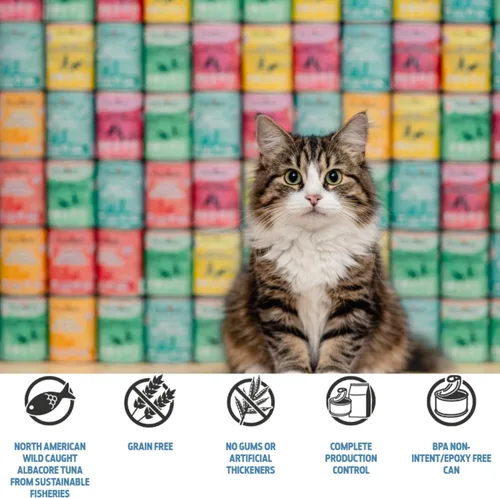 Miniatura 5 de FirstMate Wet Cat Food Fórmula de atún silvestre de ingredientes limitados, sin granos, alta proteína, un solo ingrediente, comida enlatada