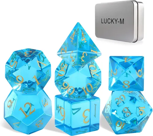 Miniatura 27 de LUCKY-M Juego de dados de piedras preciosas DND, juego de dados de mazmorras y dragones, juegos de dados RPG, accesorios de regalo