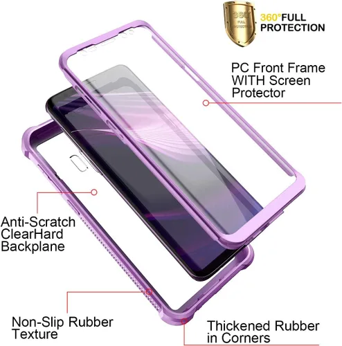 Miniatura 3 de Dexnor Funda para Galaxy S9 con protector de pantalla transparente de grado militar, resistente 360, cuerpo completo, a prueba de golpes, carcasa