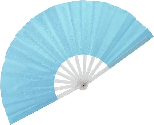 Miniatura 17 de 2 ventiladores plegables grandes de mano para hombres y mujeres, abanicos decorativos plegables, accesorios rave, utilizados para bailes, fiestas