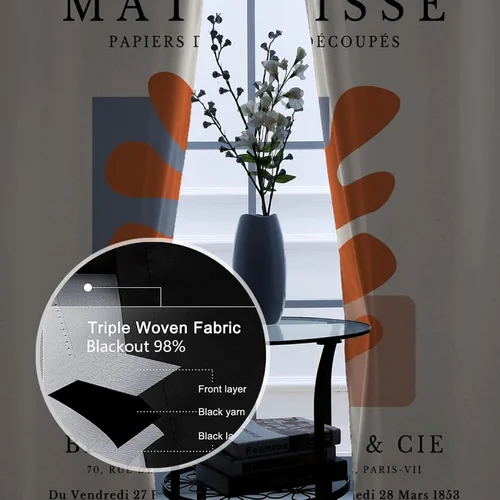 Miniatura 5 de Cortinas opacas de Matisse con diseño abstracto, moderno, bohemio, aislantes térmicos, para ventana, para dormitorio, sala de estar, 2 paneles, 2