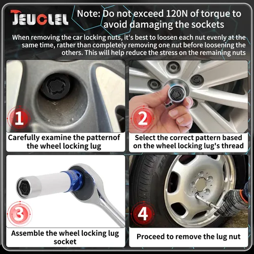 Miniatura 6 de Kit de llave de tuerca de bloqueo de rueda de 21 piezas compatible con la serie BMW, juego de adaptadores de tuercas de bloqueo de rueda